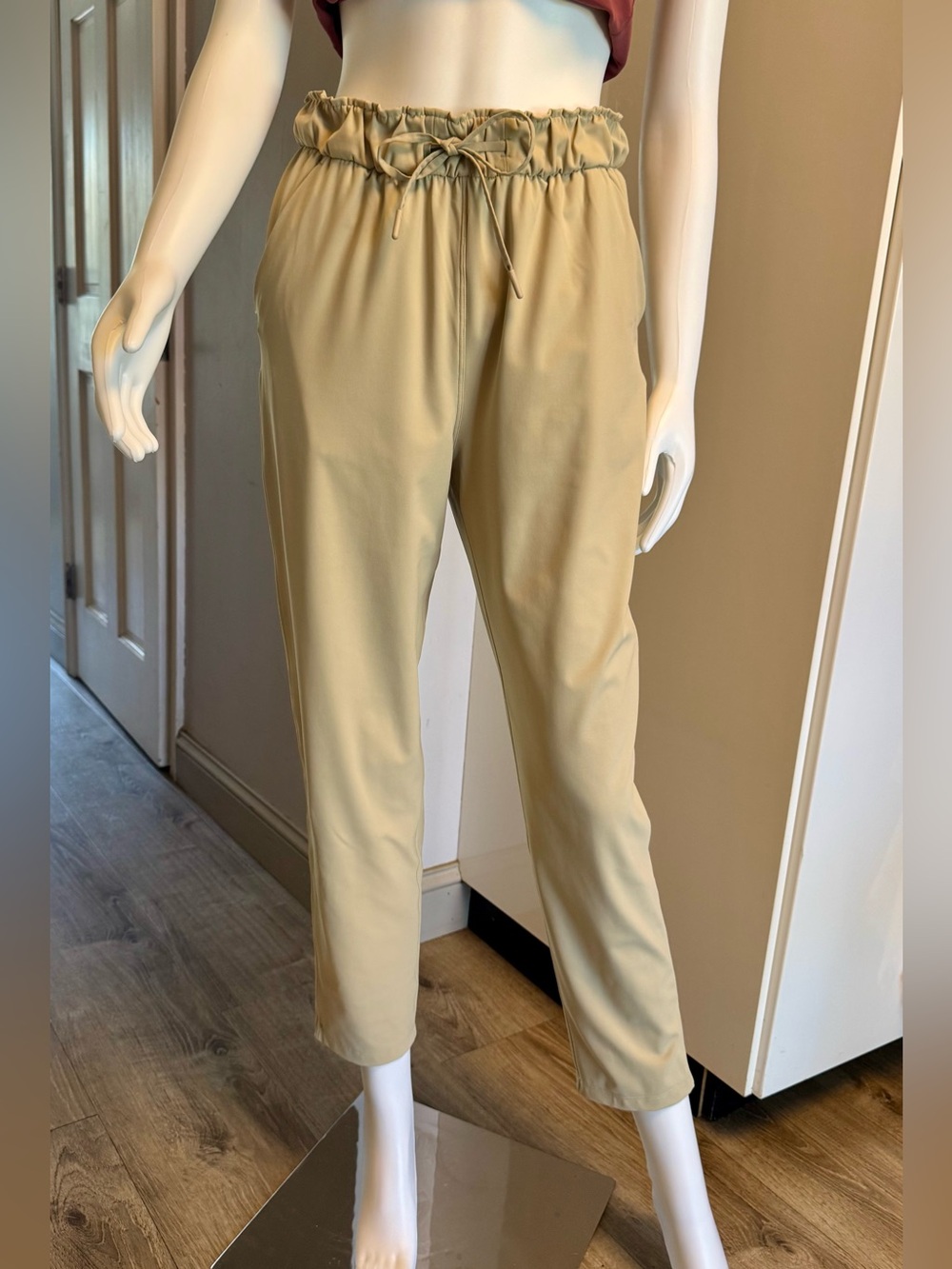 lululemon athletica Paperbag Waist Tapered Pants - Light Khaki size 6
